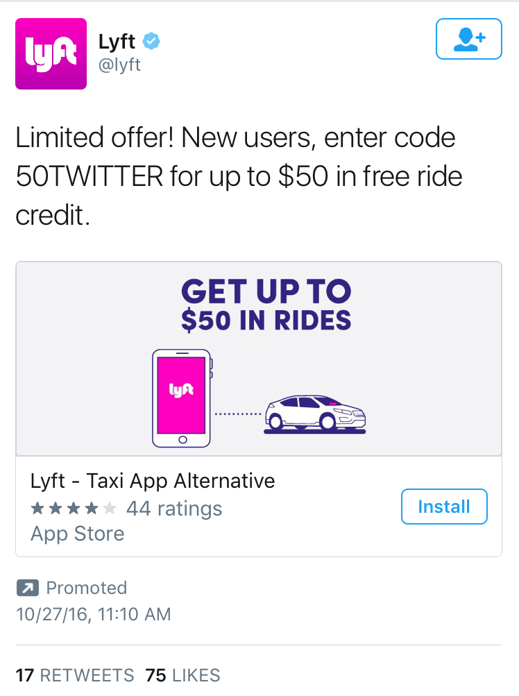 Promoted tweet for app installs