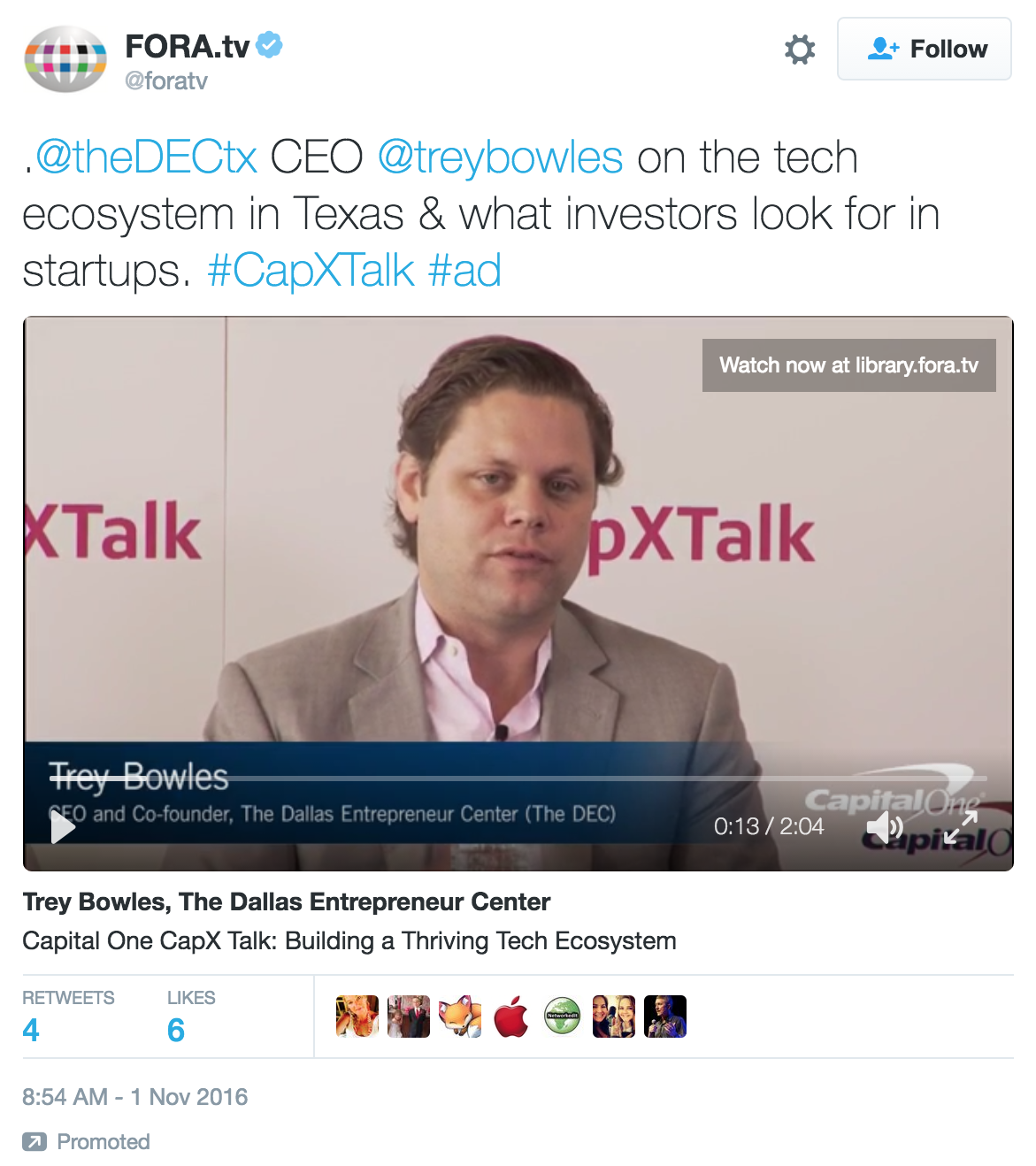 Promoted tweet with video