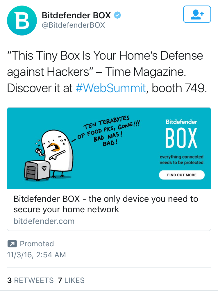 Promoted tweet for website visits
