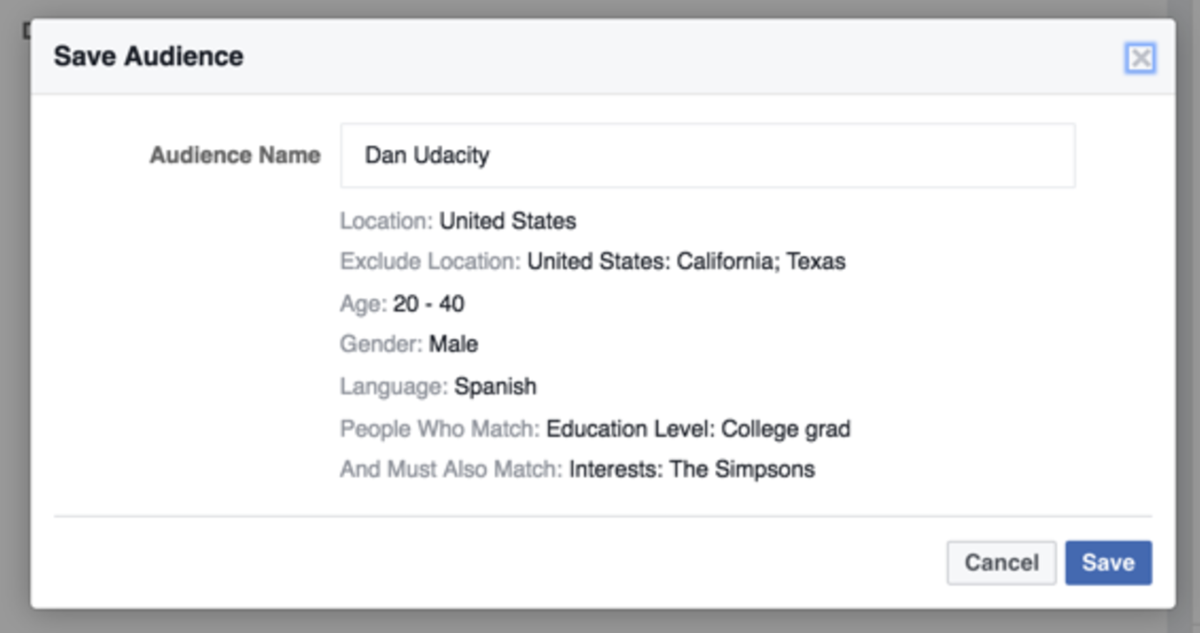 Audience Summary Pop Up