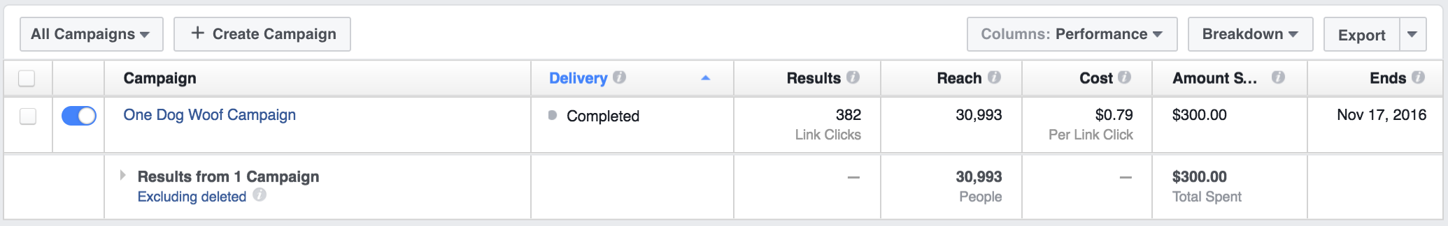 Facebook Ads Manager: Ads Reporting Dashboard