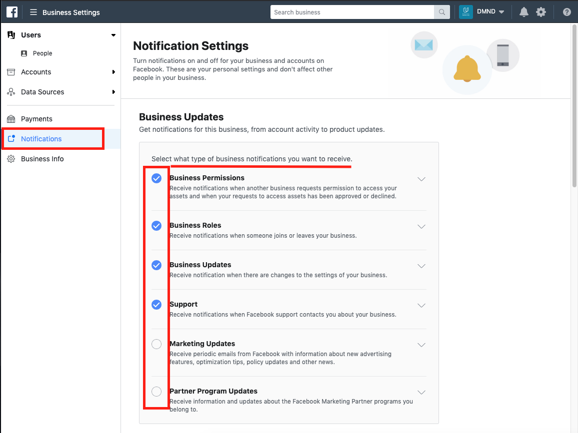 Turn off the undesirable notifications
