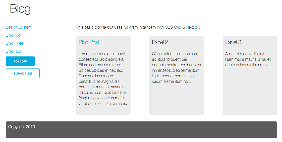 An example blog website, using a design system