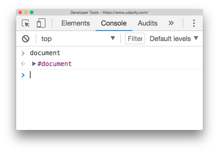 _Viewing the `document` object in the DevTools' Console pane._