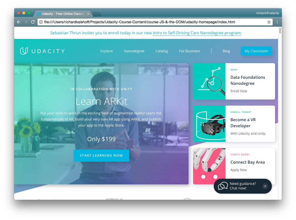 _The index page of the Udacity website loaded in a browser._