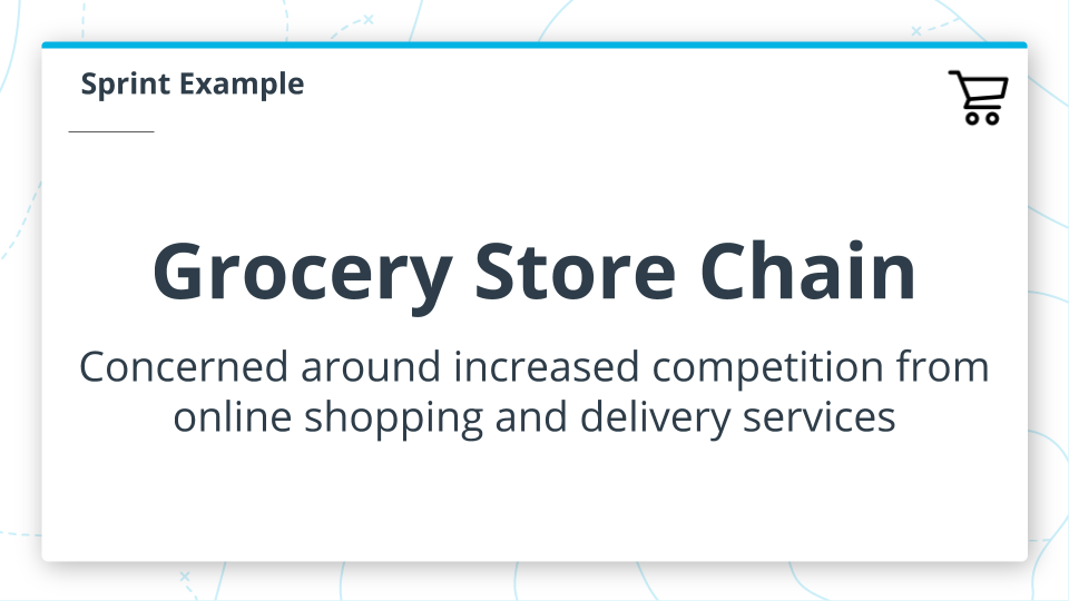 We’re going to imagine that we’re a grocery store chain concerned about increased competition from online shopping and delivery services