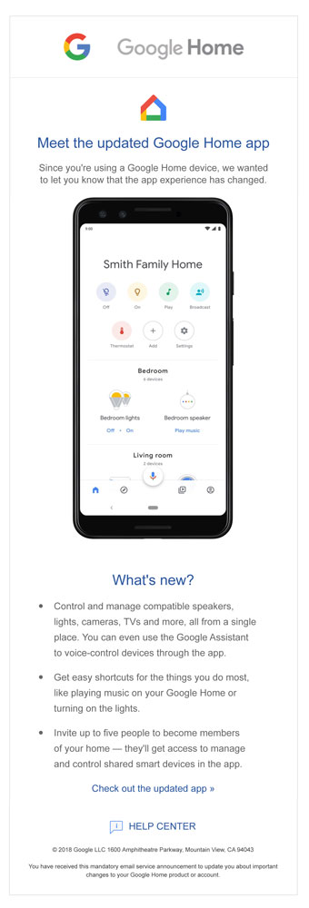 Google Home Launch Email